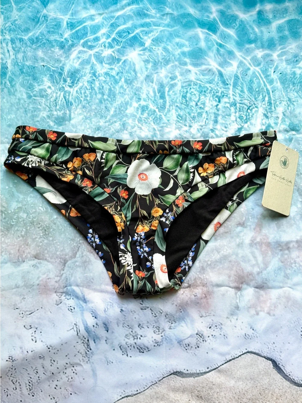 Body Glove Inflorescence Audrey Low-Rise Bikini Bottom Black Floral Size Large - Picture 3 of 8